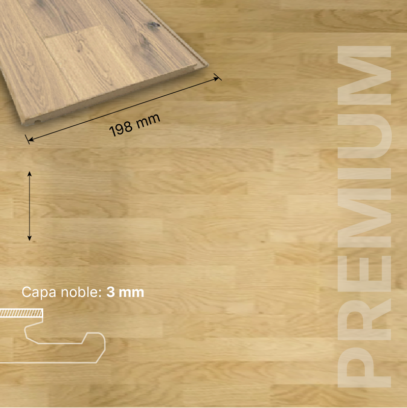 ROBLE FLOTANTE HDF - 14/3 - TRES LAMAS PREMIUM